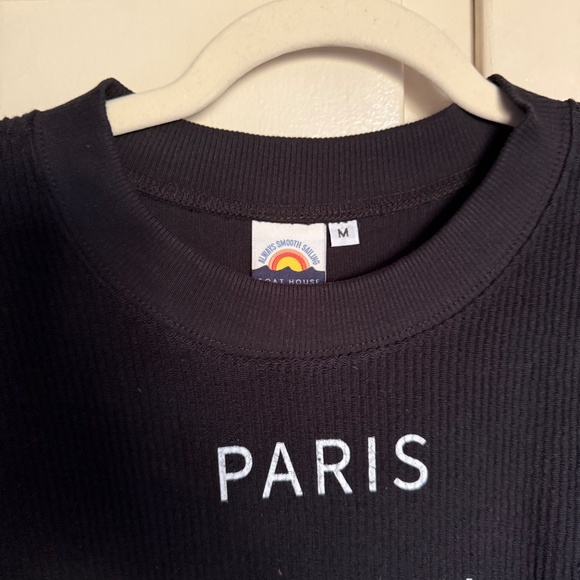 Boat‎ House Apparel World Traveler Black White Ribbed Sweatshirt Size Medium - Picture 3 of 8